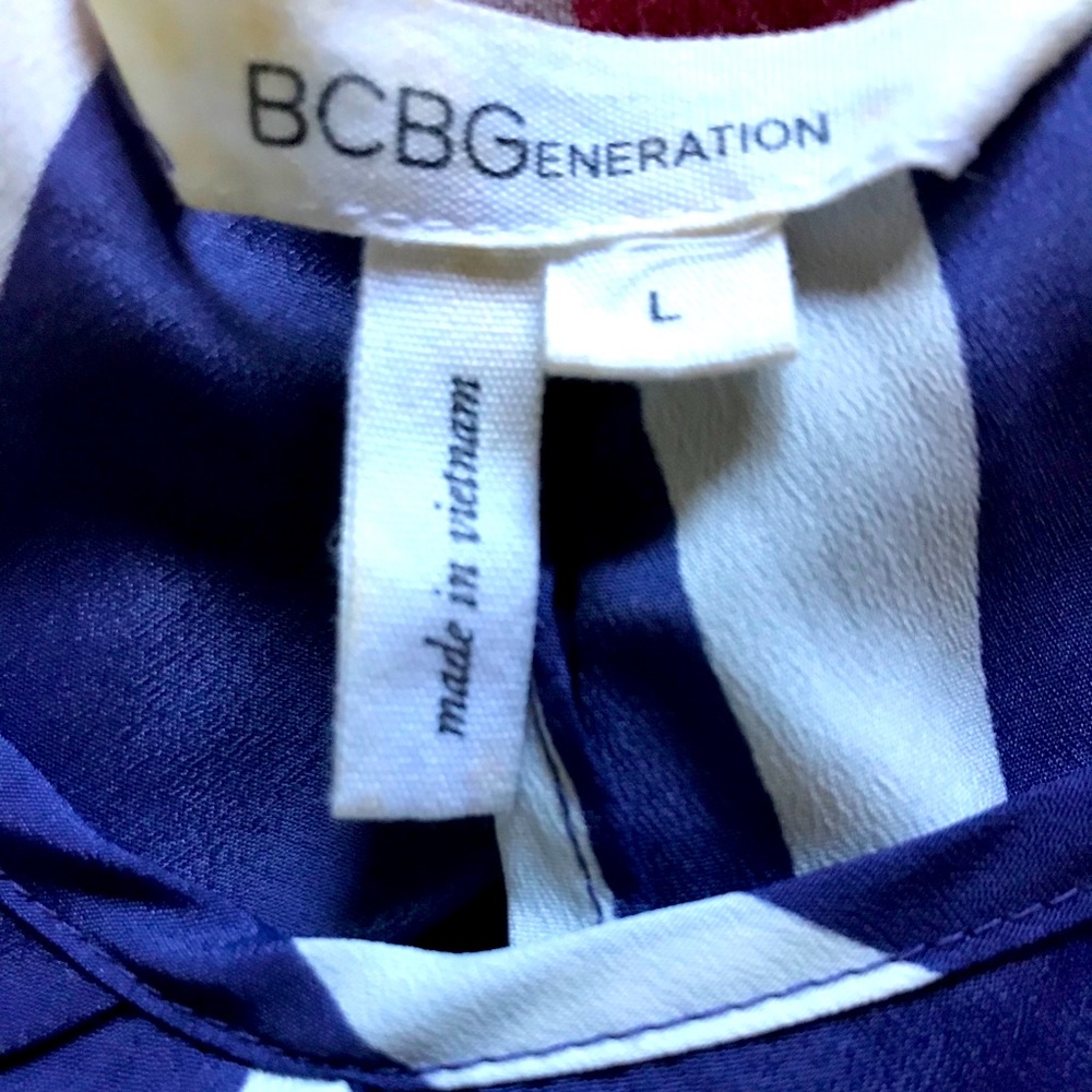 Bcbgeneration Striped Polyester Split-Back Tank L - image 8